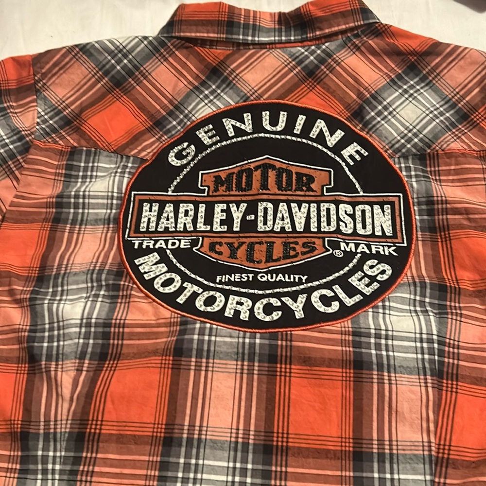 Harley Davidson ladies orange/black/gray/white ladies top